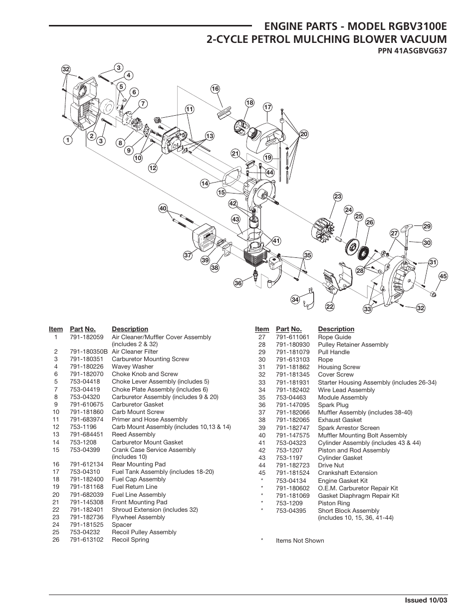 MTD RGBV3100E User Manual | 2 pages