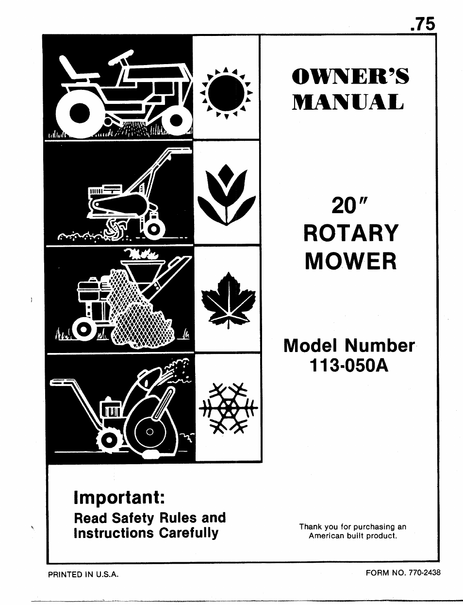 MTD 113-050A User Manual | 16 pages