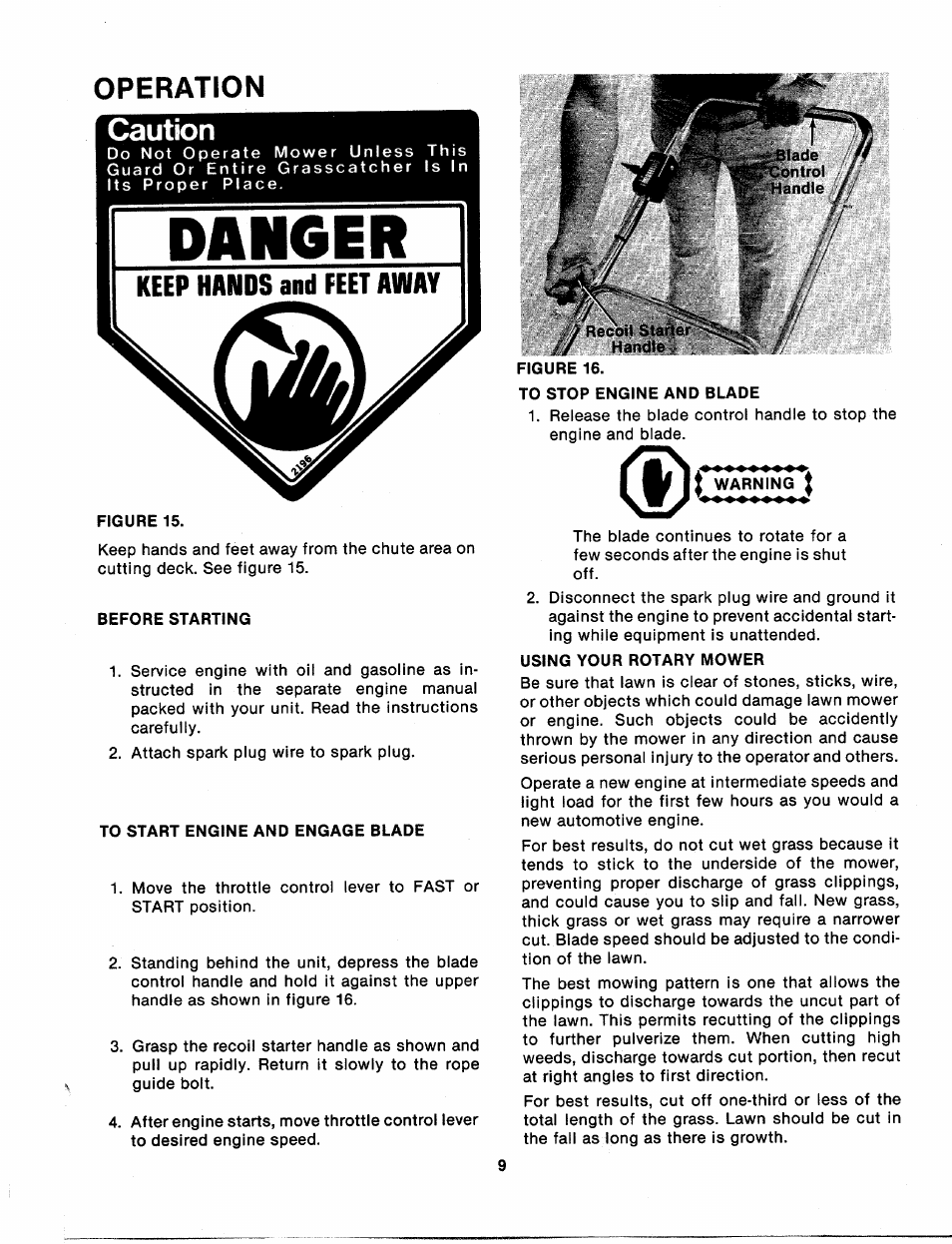 Operation, Caution, Operation caution | MTD 113-050A User Manual | Page 9 / 16