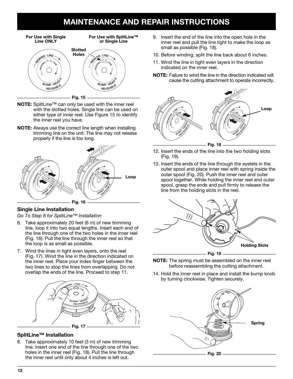 Maintenance and repair instructions | MTD BL100 User Manual | Page 12 / 64