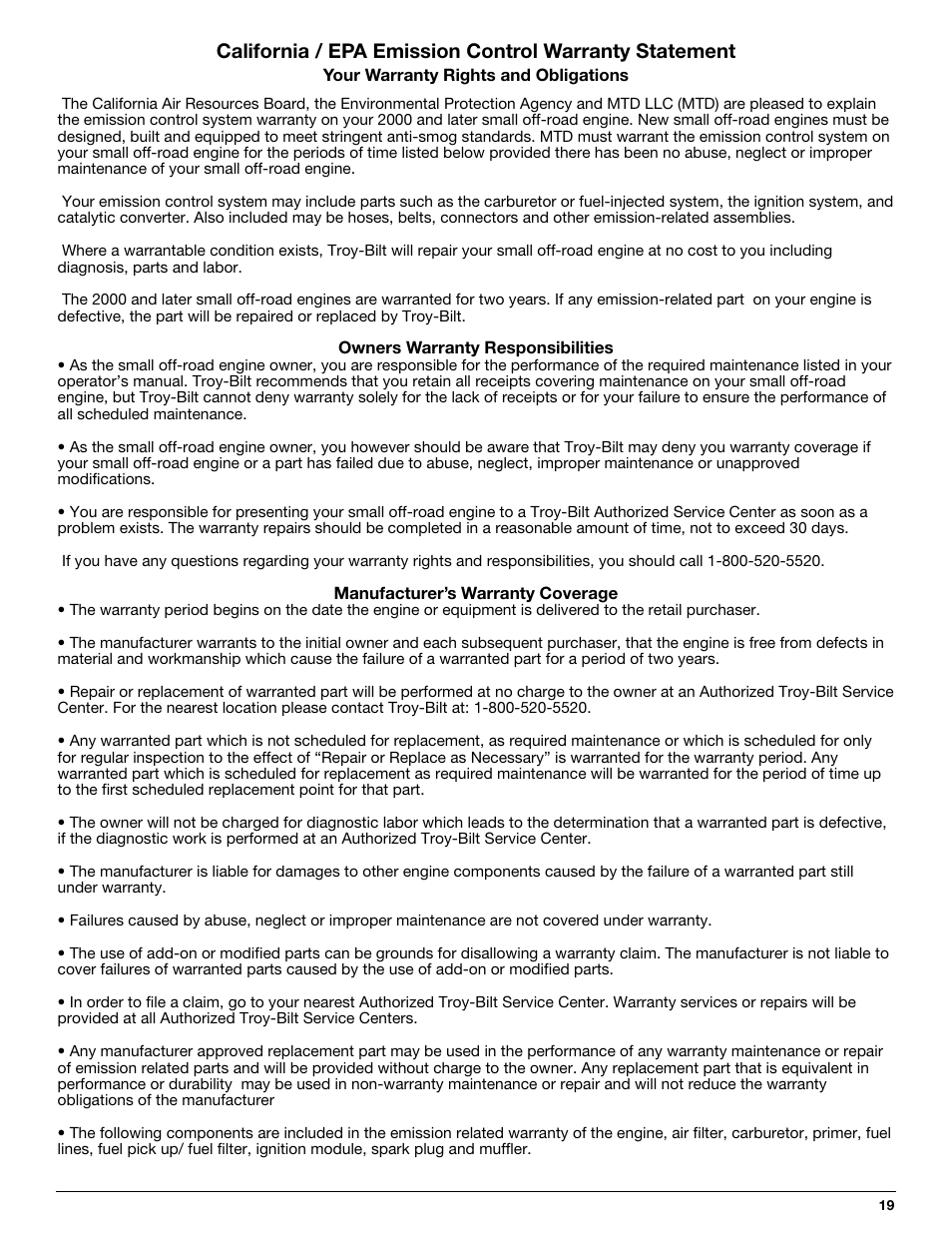 MTD BL100 User Manual | Page 19 / 64