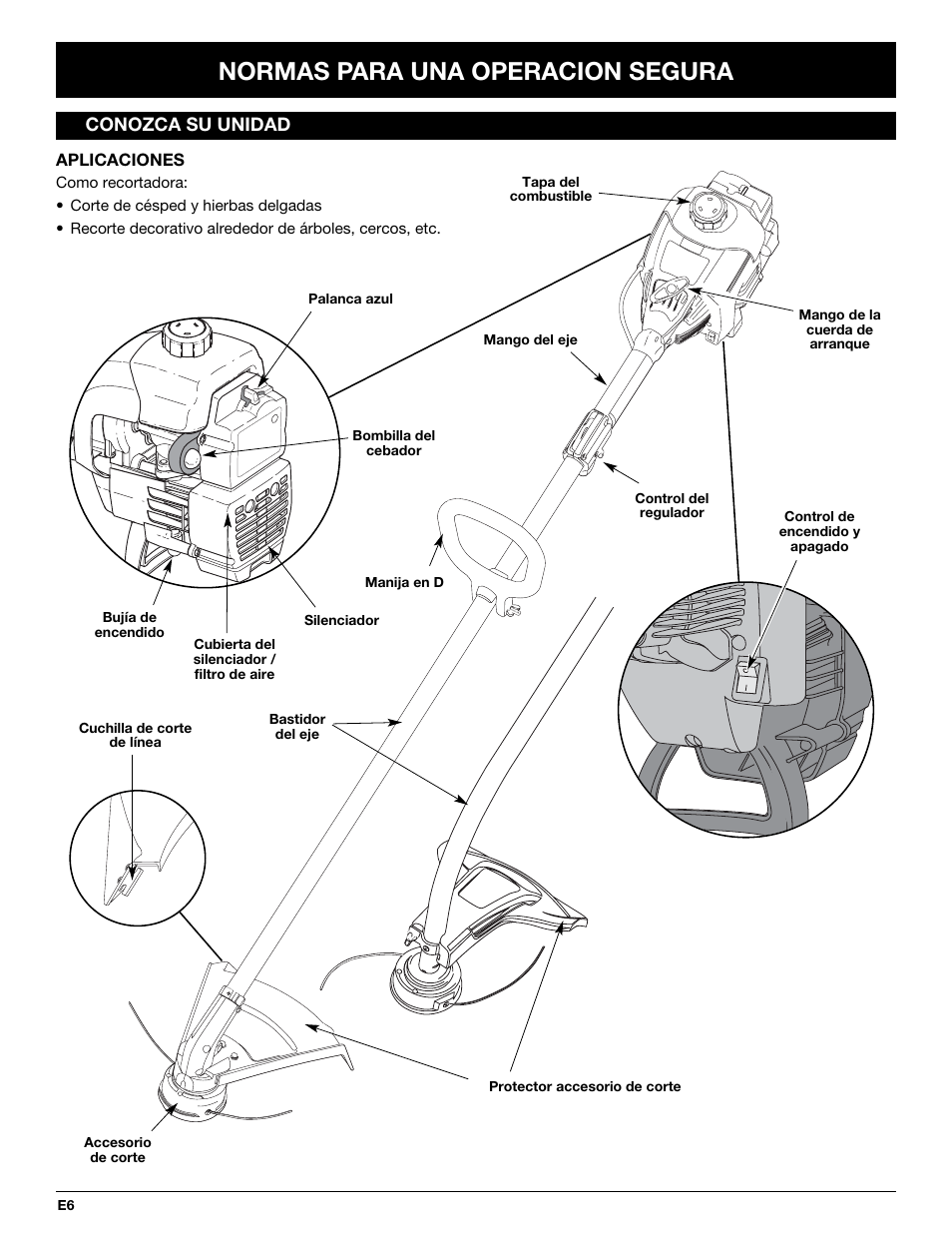 Normas para una operacion segura | MTD BL100 User Manual | Page 46 / 64