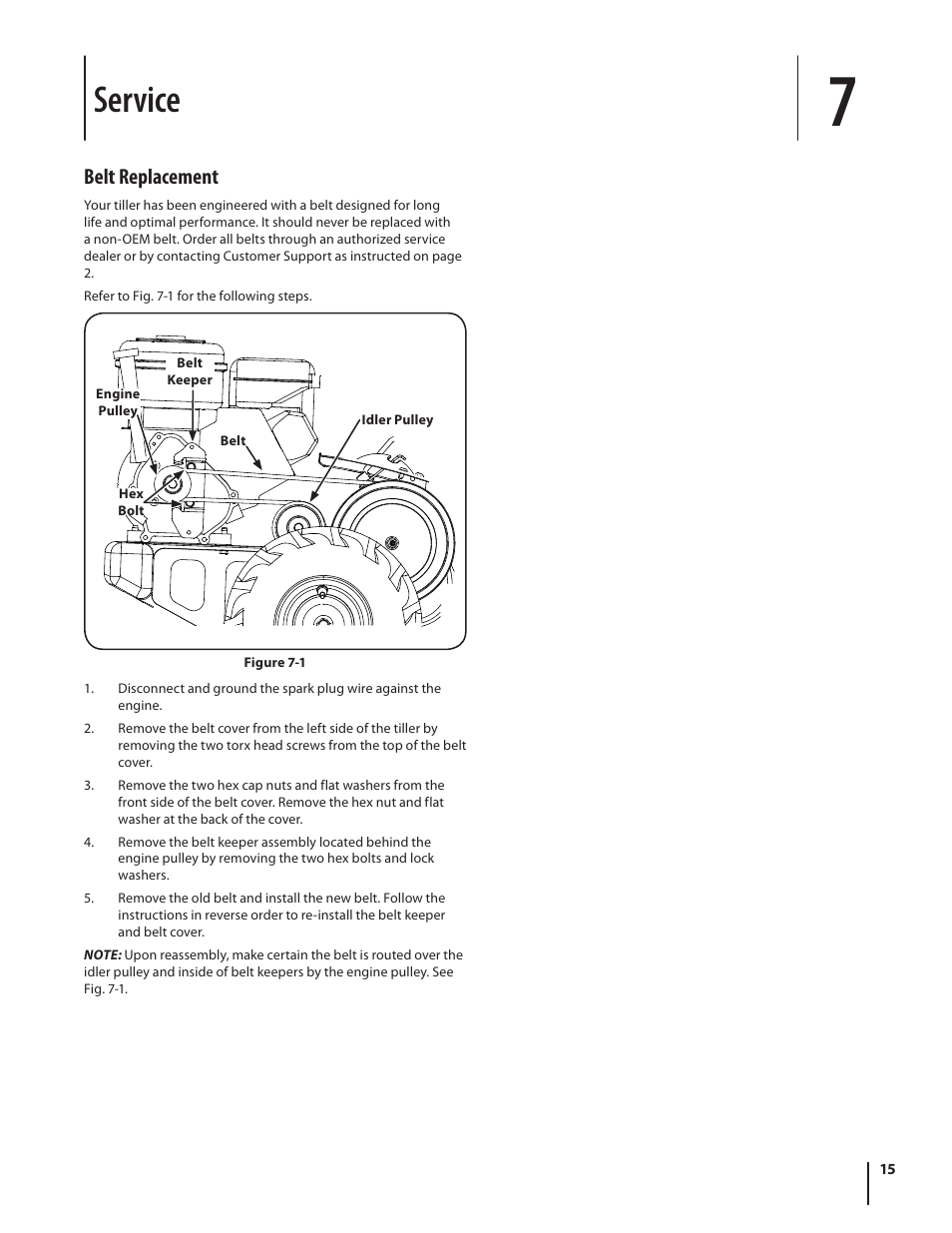 Service, Belt replacement | MTD 450 Series User Manual | Page 15 / 20