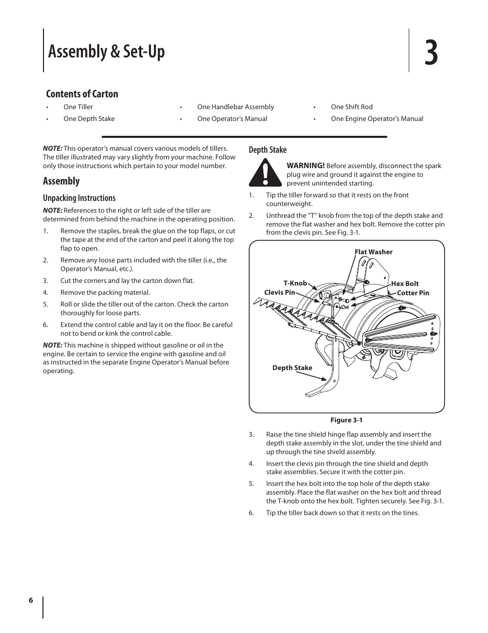 Assembly & set-up, Contents of carton, Assembly | MTD 450 Series User Manual | Page 6 / 20