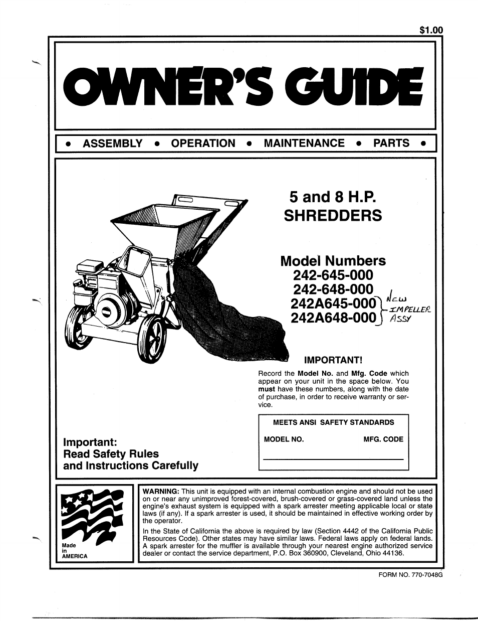 MTD 242A645-000 User Manual | 12 pages