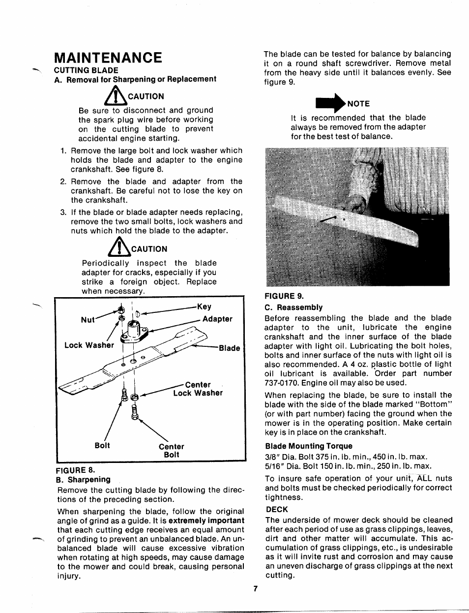 Maintenance | MTD 112-671A User Manual | Page 7 / 12