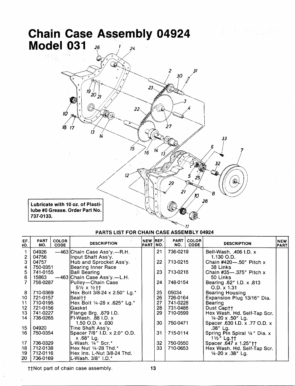 Chain case assembly 04924 | MTD 216-031-000 User Manual | Page 13 / 16