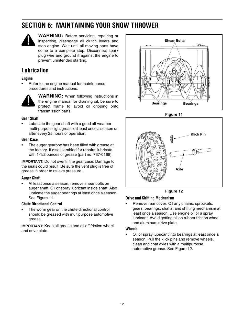 Lubrication | MTD 31AE640F352 User Manual | Page 12 / 24