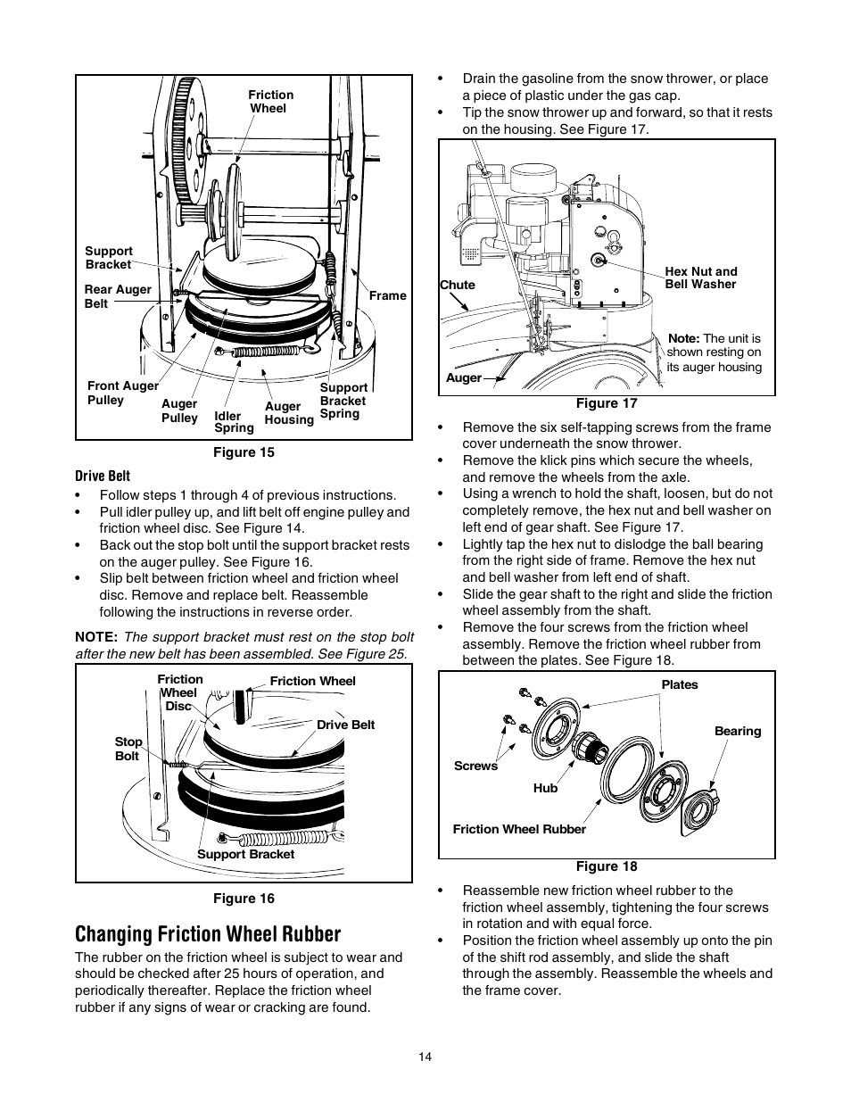 Changing friction wheel rubber | MTD 31AE640F352 User Manual | Page 14 / 24