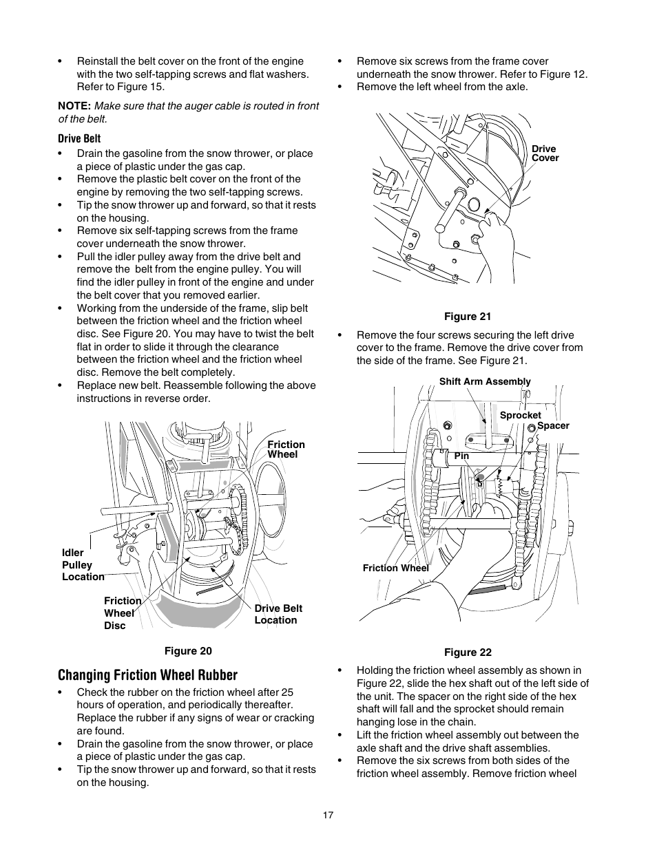 Changing friction wheel rubber | MTD 31AH553G401 User Manual | Page 17 / 28