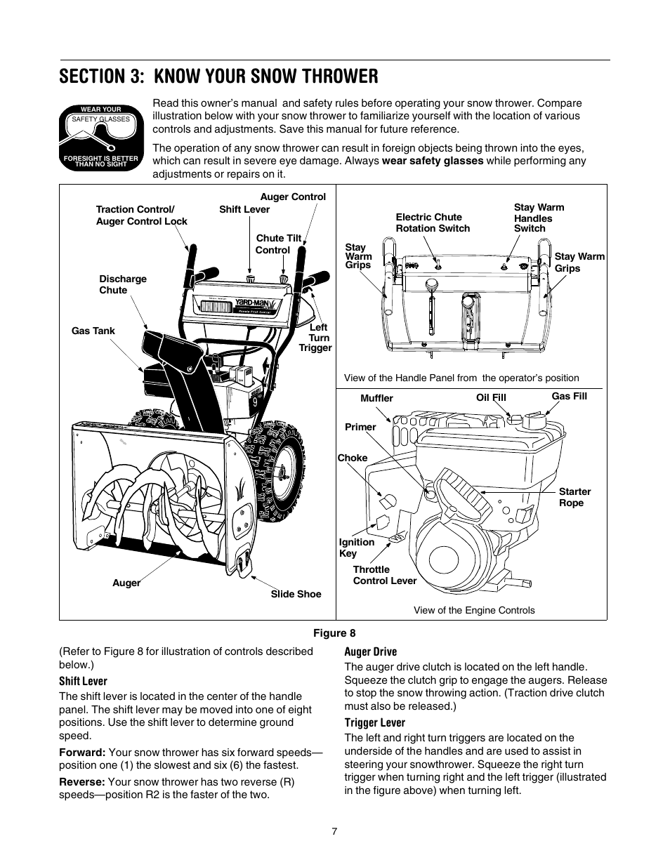 Shift lever, Auger drive, Trigger lever | MTD 31AH553G401 User Manual | Page 7 / 28