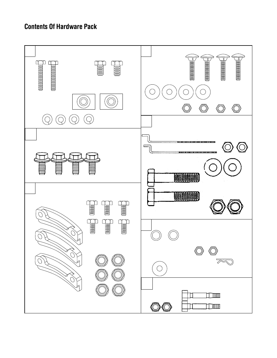 Contents of hardware pack | MTD 615 User Manual | Page 5 / 28
