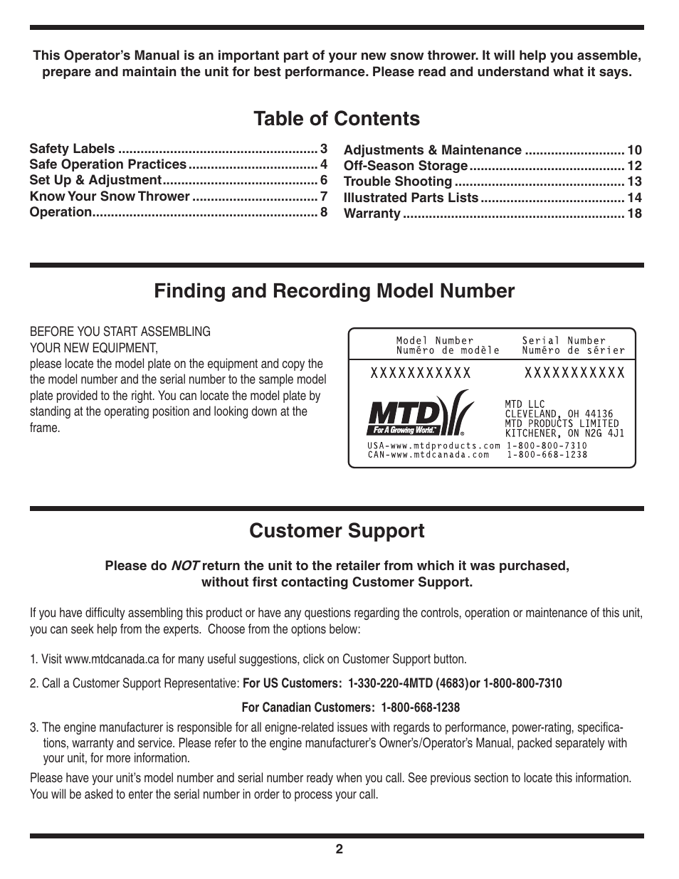 MTD 230 FR User Manual | Page 2 / 32