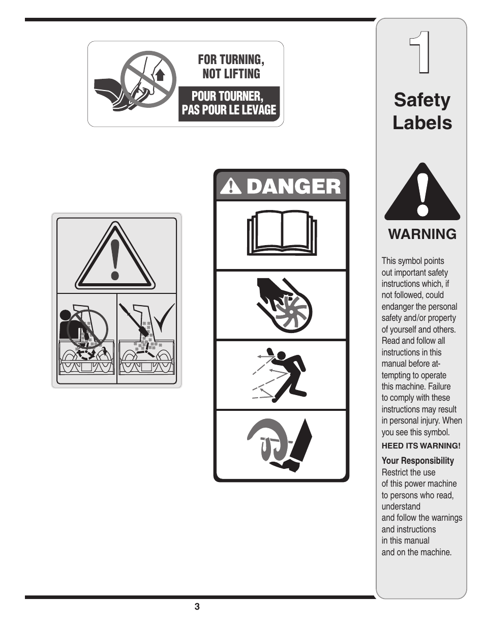 Safety labels | MTD 230 FR User Manual | Page 3 / 32