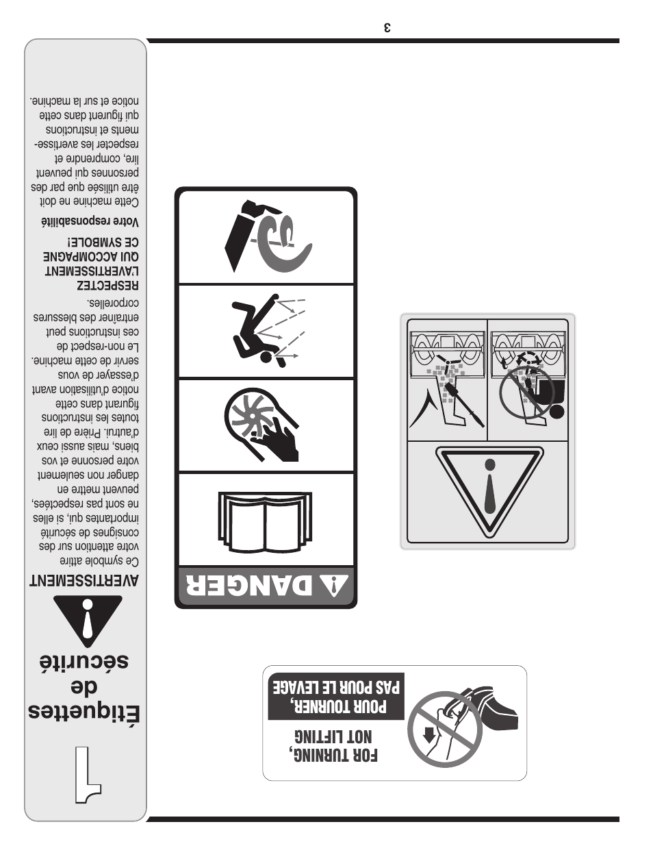 Étiquettes de sécurité, Aver tissement | MTD 230 FR User Manual | Page 30 / 32