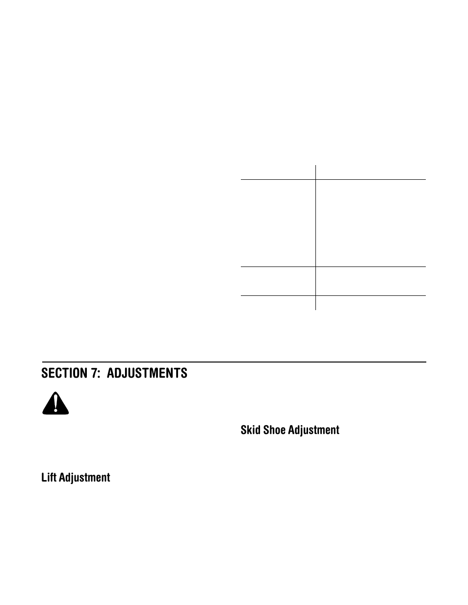 Lift adjustment, Skid shoe adjustment | MTD OEM-190-627 User Manual | Page 12 / 20