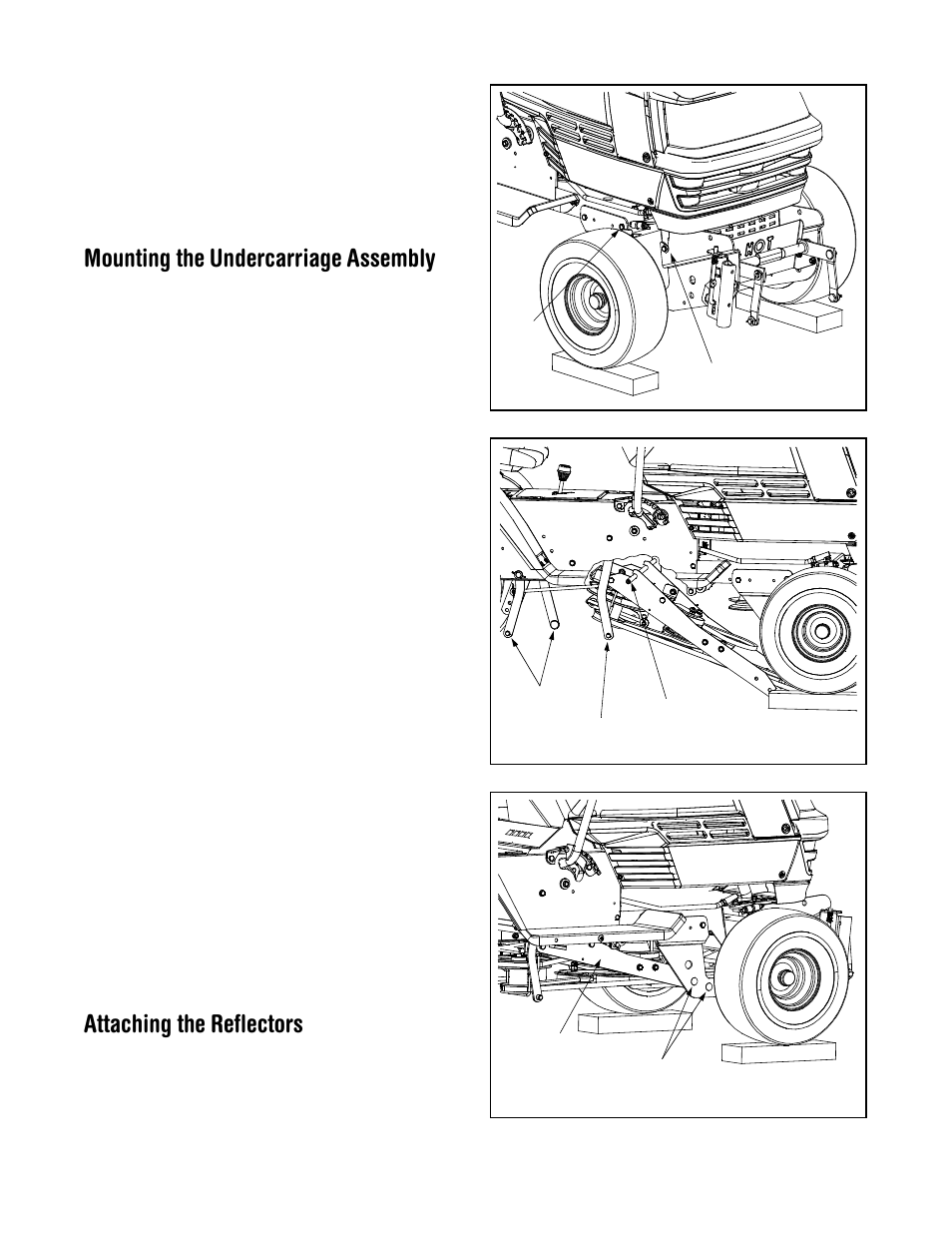 Mounting the undercarriage assembly, Attaching the reflectors | MTD OEM-190-627 User Manual | Page 7 / 20