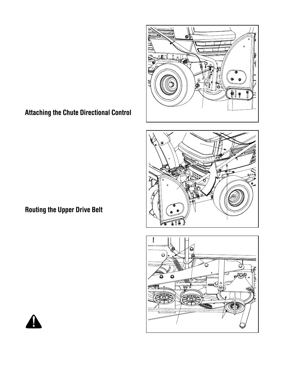 Attaching the chute directional control, Routing the upper drive belt | MTD OEM-190-627 User Manual | Page 9 / 20