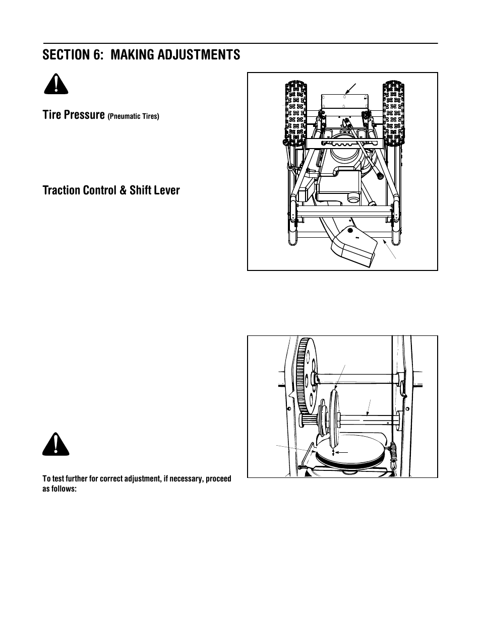 Tire pressure, Traction control & shift lever | MTD 611 User Manual | Page 14 / 28