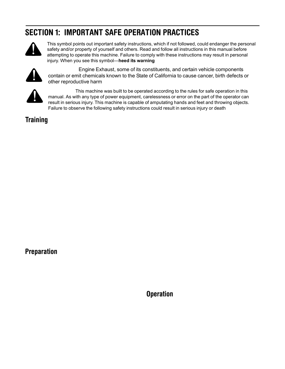 Training, Preparation, Operation | MTD 611 User Manual | Page 3 / 28