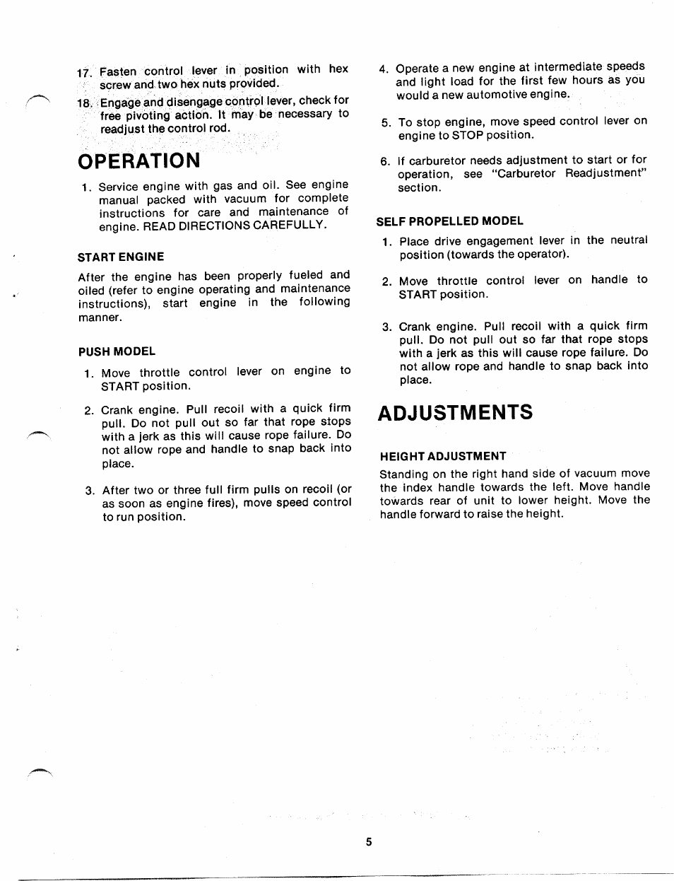 Operation, Adjustments | MTD 240-680A User Manual | Page 7 / 15