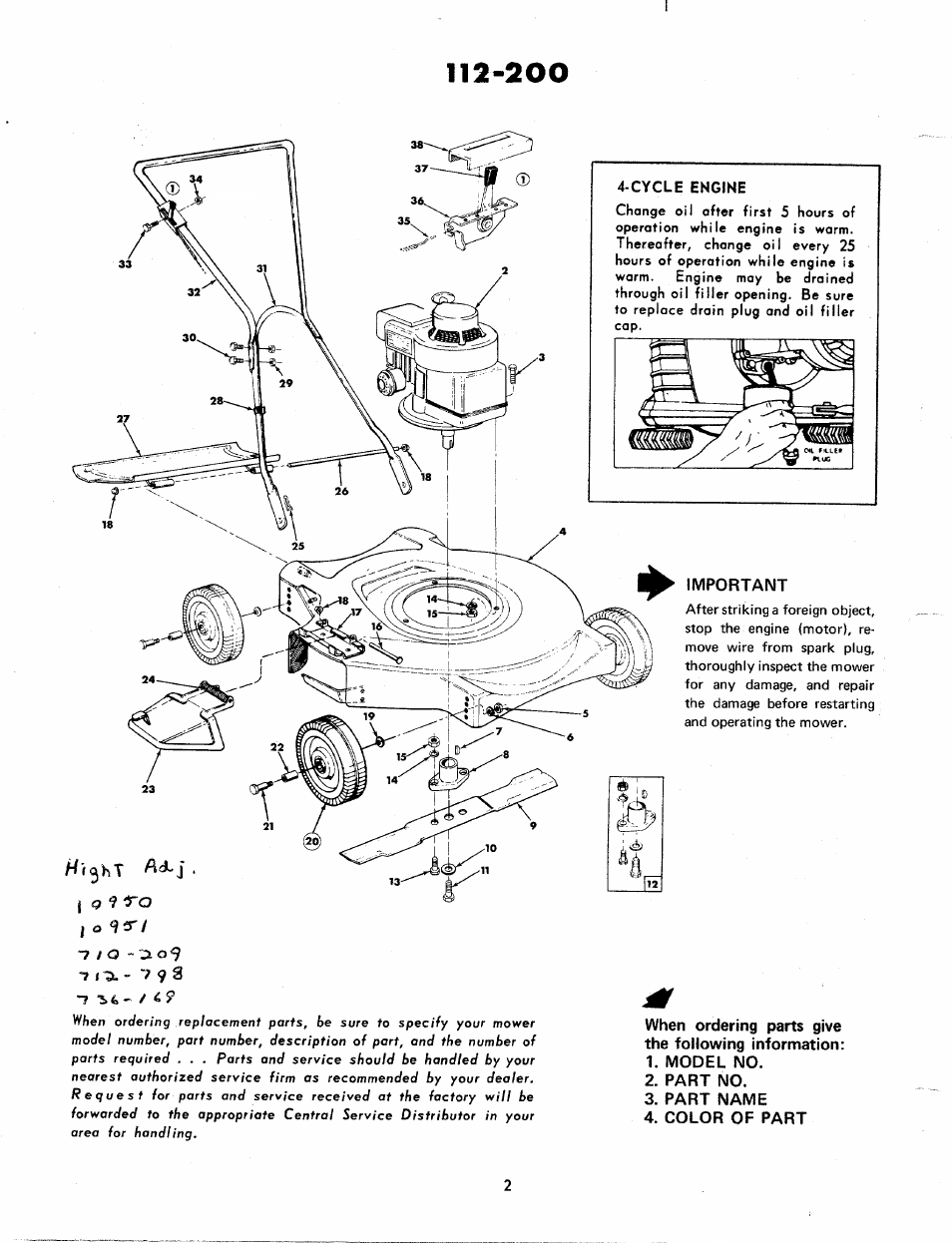 J <3 f ro, Cycle engine, Important | MTD 112-200 User Manual | Page 2 / 6