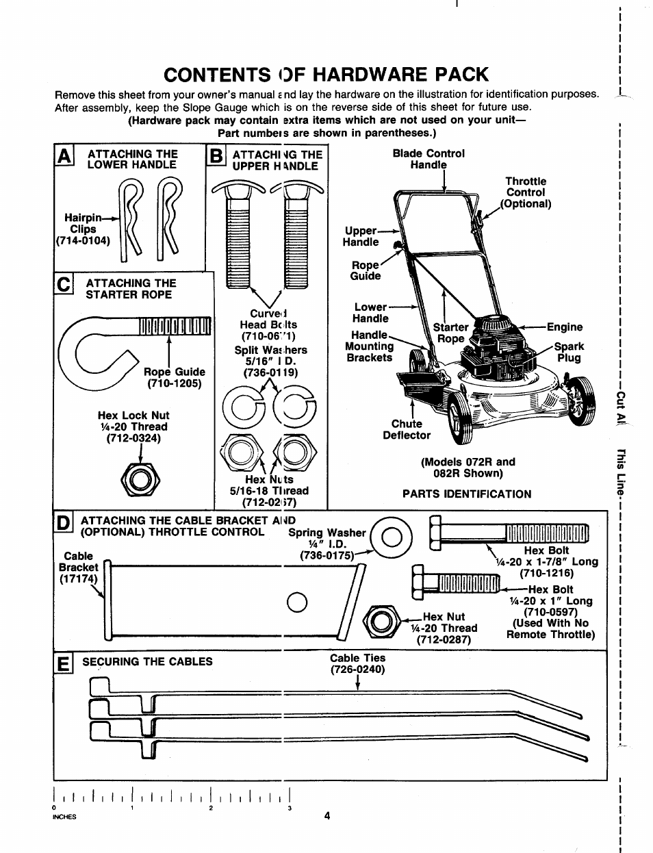 Contents of hardware pack, Nli n u | MTD 111-080R000 THRU 111-089R000 User Manual | Page 4 / 16