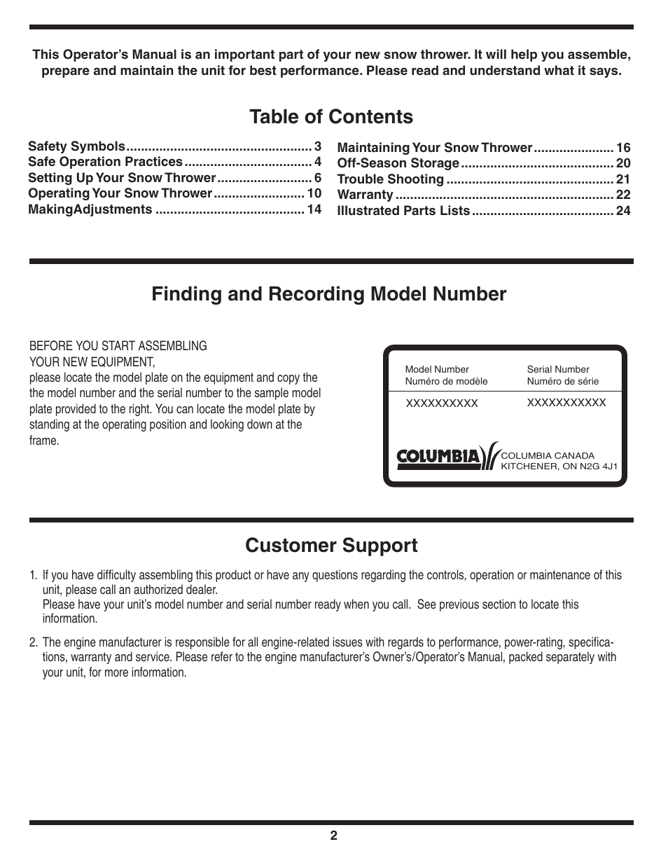 Customer support | MTD 769-04101 User Manual | Page 2 / 56
