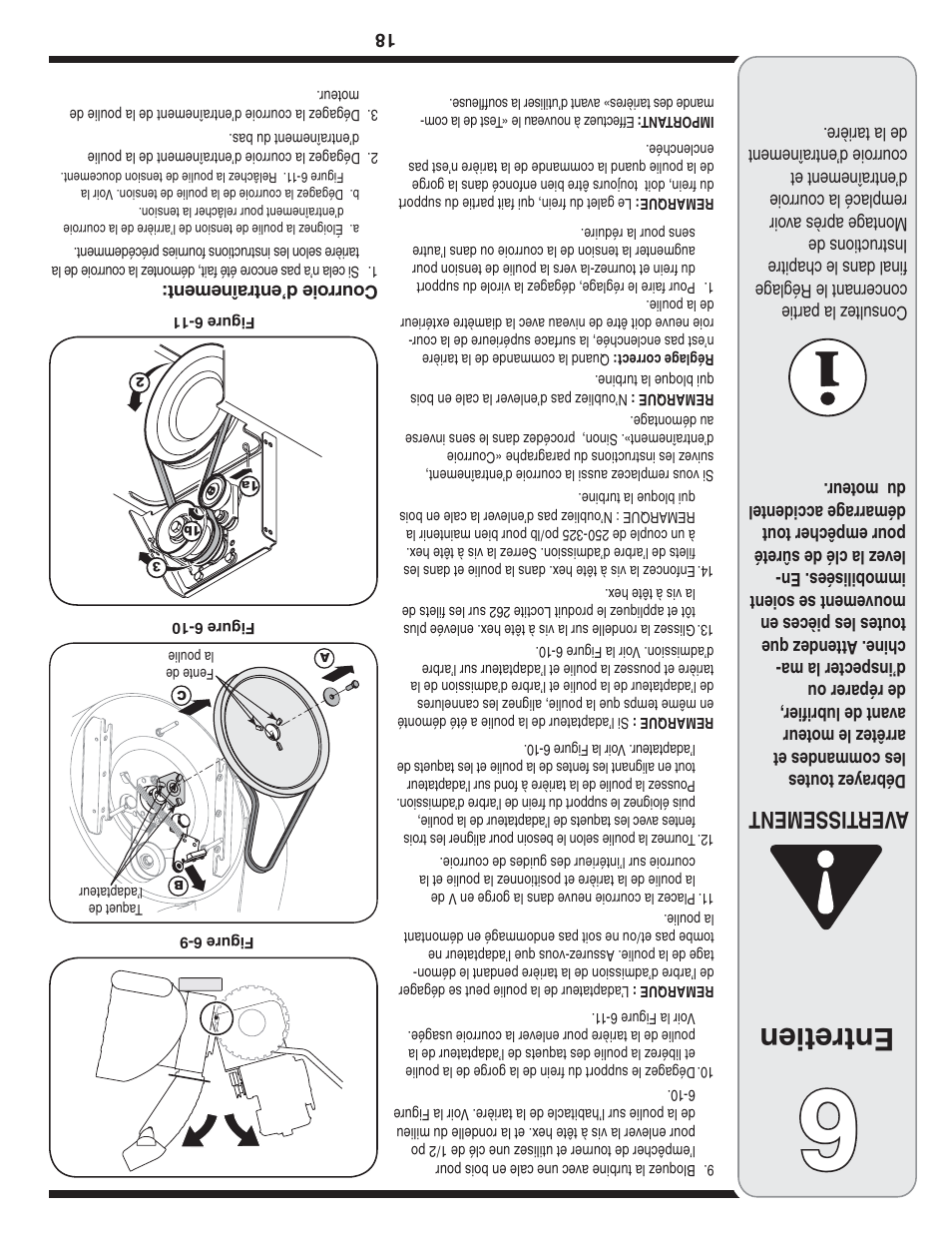 Entretien, Aver tissement | MTD 769-04101 User Manual | Page 39 / 56