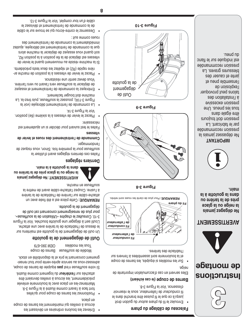 Ins tru ctio ns de montage, Aver tissement | MTD 769-04101 User Manual | Page 49 / 56