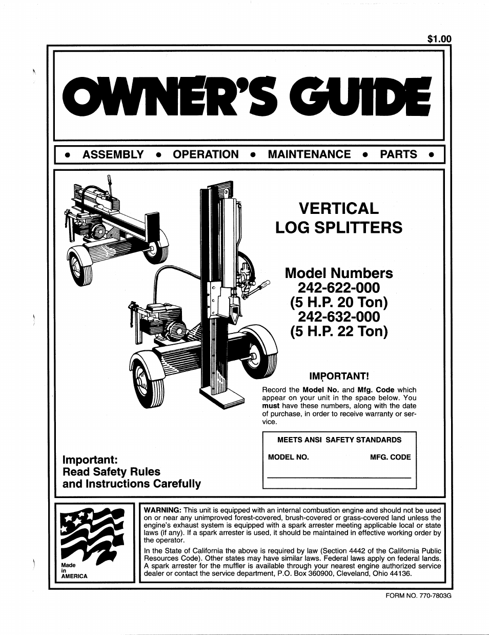 MTD 242-632-000 User Manual | 20 pages