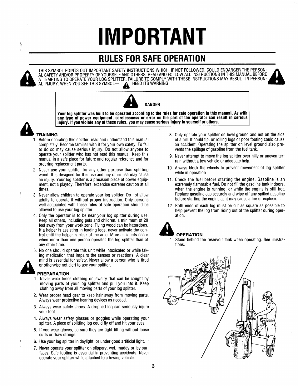 Rules for safe operation, Important | MTD 242-632-000 User Manual | Page 3 / 20