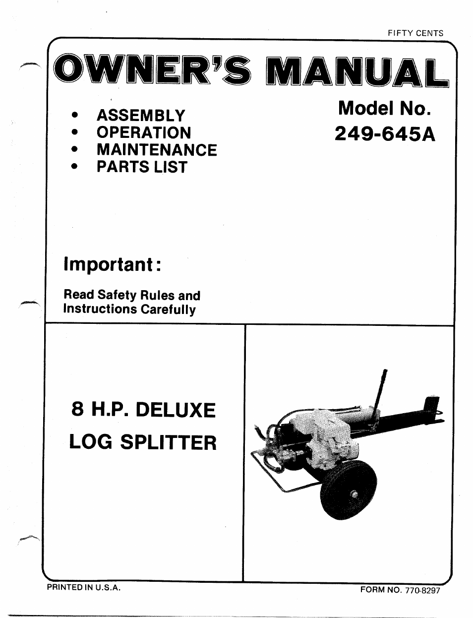 MTD 249-645A User Manual | 20 pages