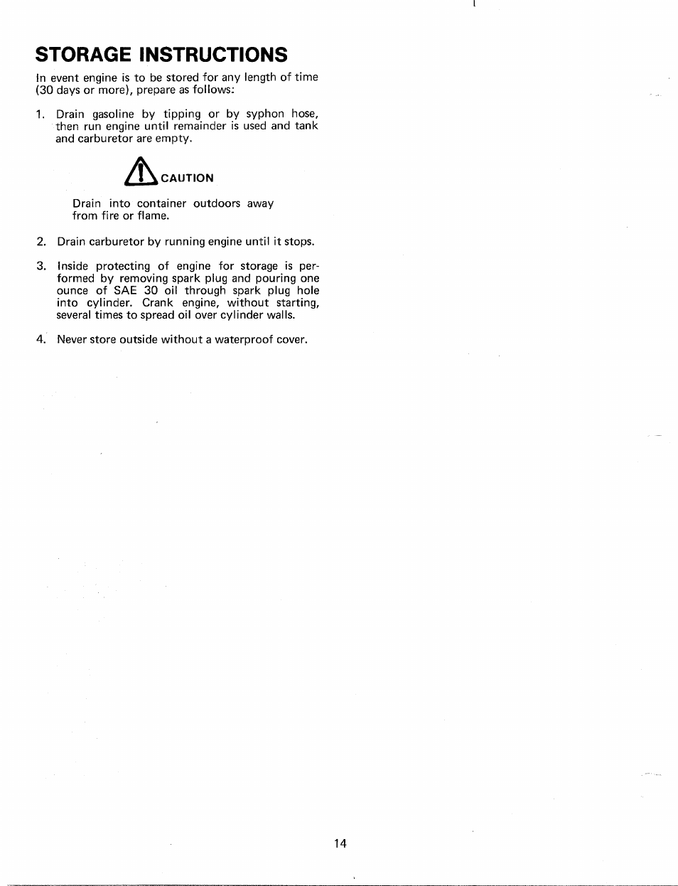 Storage instructions | MTD 249-645A User Manual | Page 14 / 20