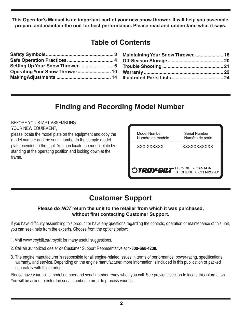 MTD Troy-Bilt User Manual | Page 2 / 56