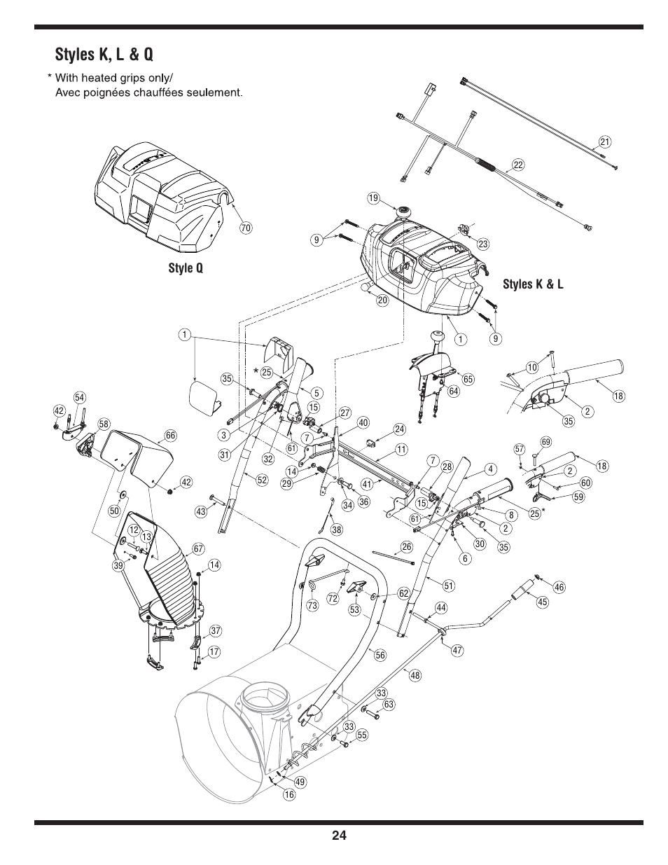Styles k, l & q, Styles k & l style q | MTD Troy-Bilt User Manual | Page 24 / 56