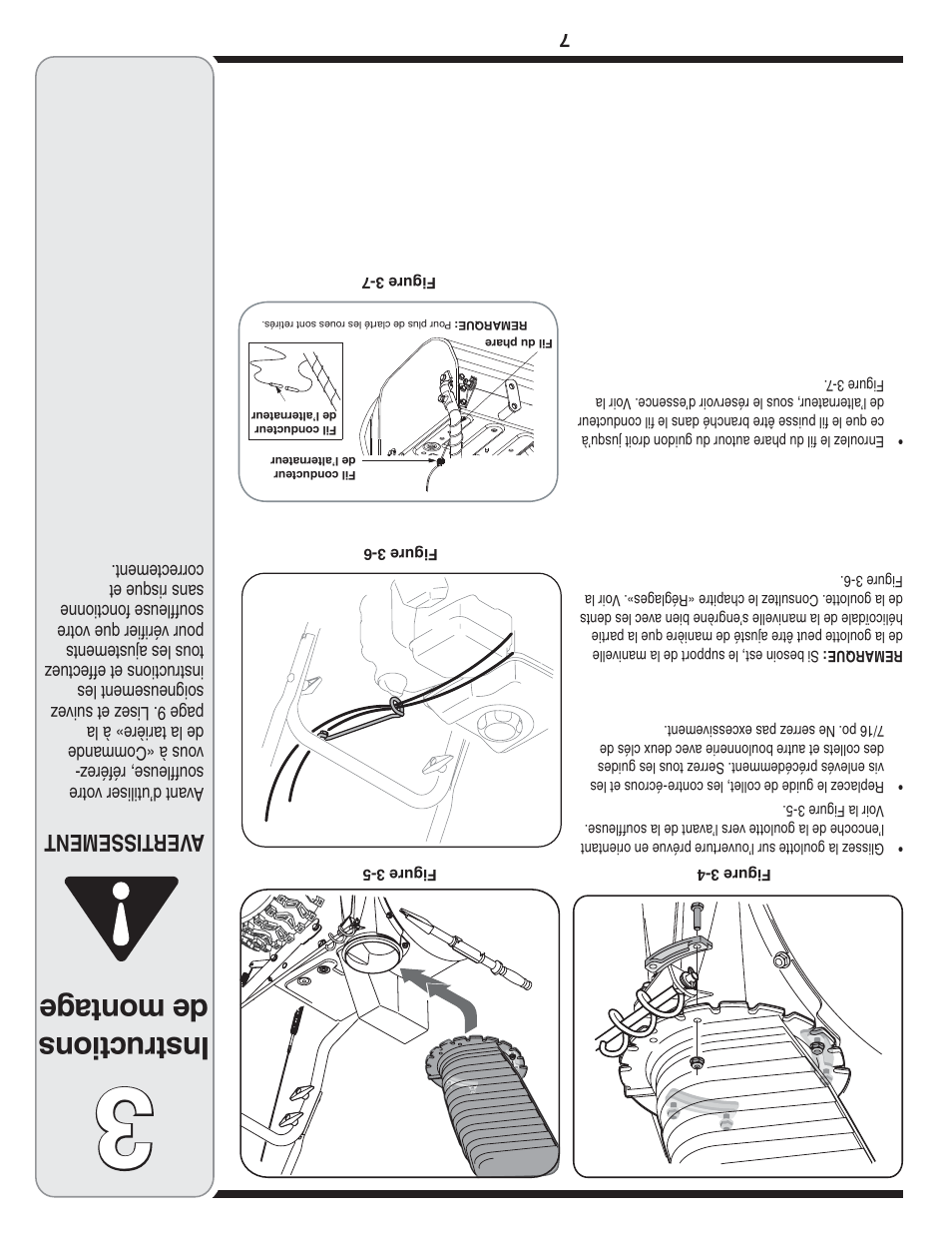 Ins tru ctio ns de montage, Aver tissement | MTD Troy-Bilt User Manual | Page 50 / 56