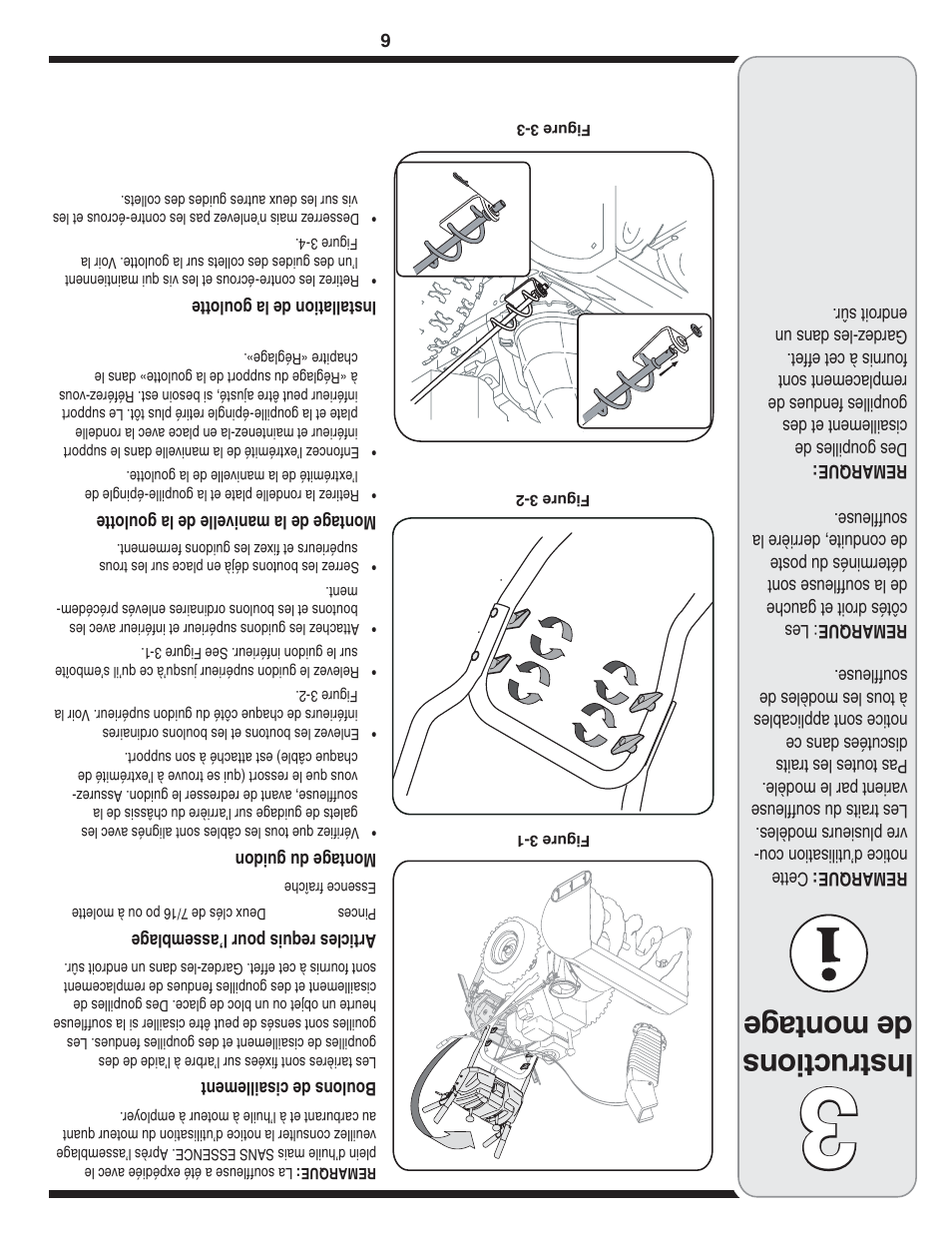 Ins tru ctio ns de montage | MTD Troy-Bilt User Manual | Page 51 / 56