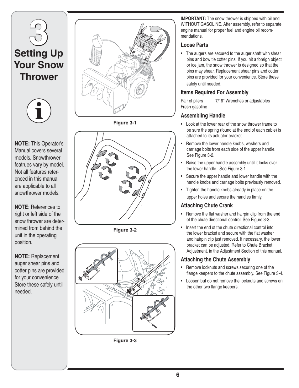 Setting up your snow thrower | MTD Troy-Bilt User Manual | Page 6 / 56