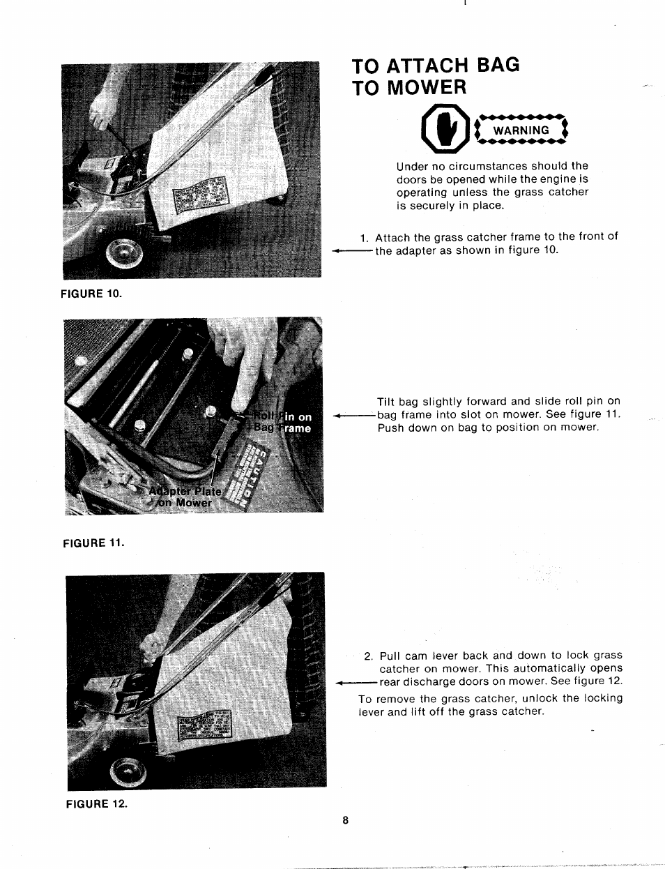 To attach bag to mower | MTD 111-328-300 User Manual | Page 8 / 19