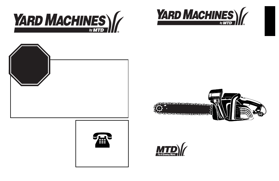 Stop arrêt alto, Operator’s manual, Electric chain saws model mtd1416nt | English | MTD 1416NT User Manual | Page 64 / 64