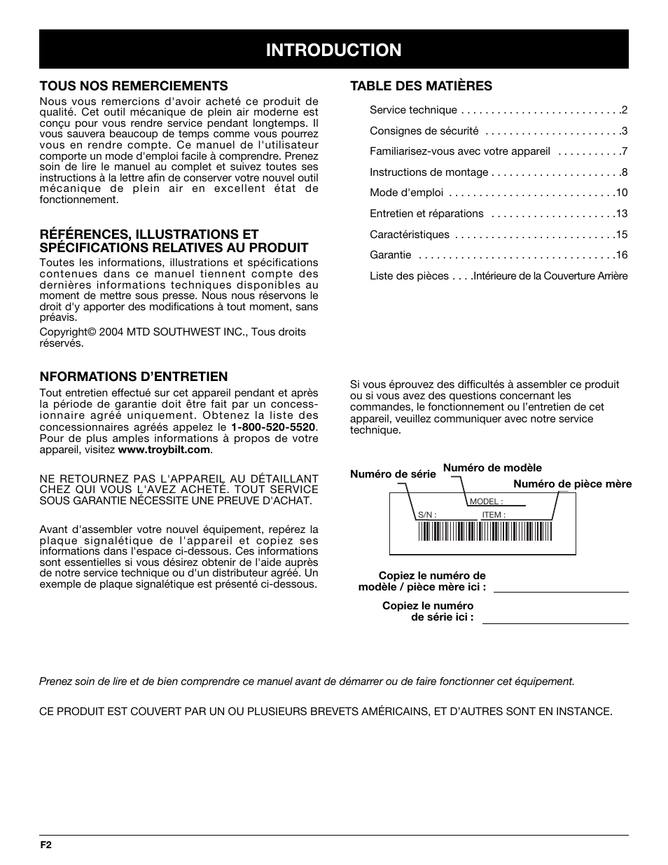 Introduction | MTD TBBC User Manual | Page 18 / 48