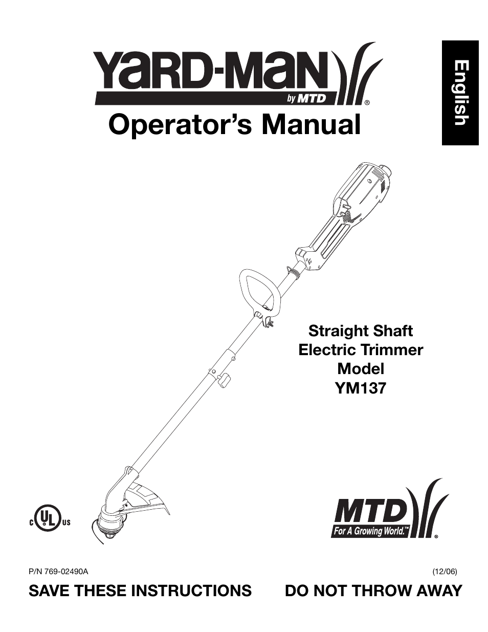 MTD Yard-Man YM137 User Manual | 56 pages