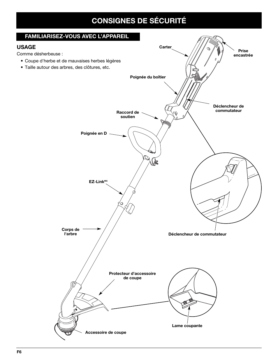 Consignes de sécurité | MTD Yard-Man YM137 User Manual | Page 24 / 56