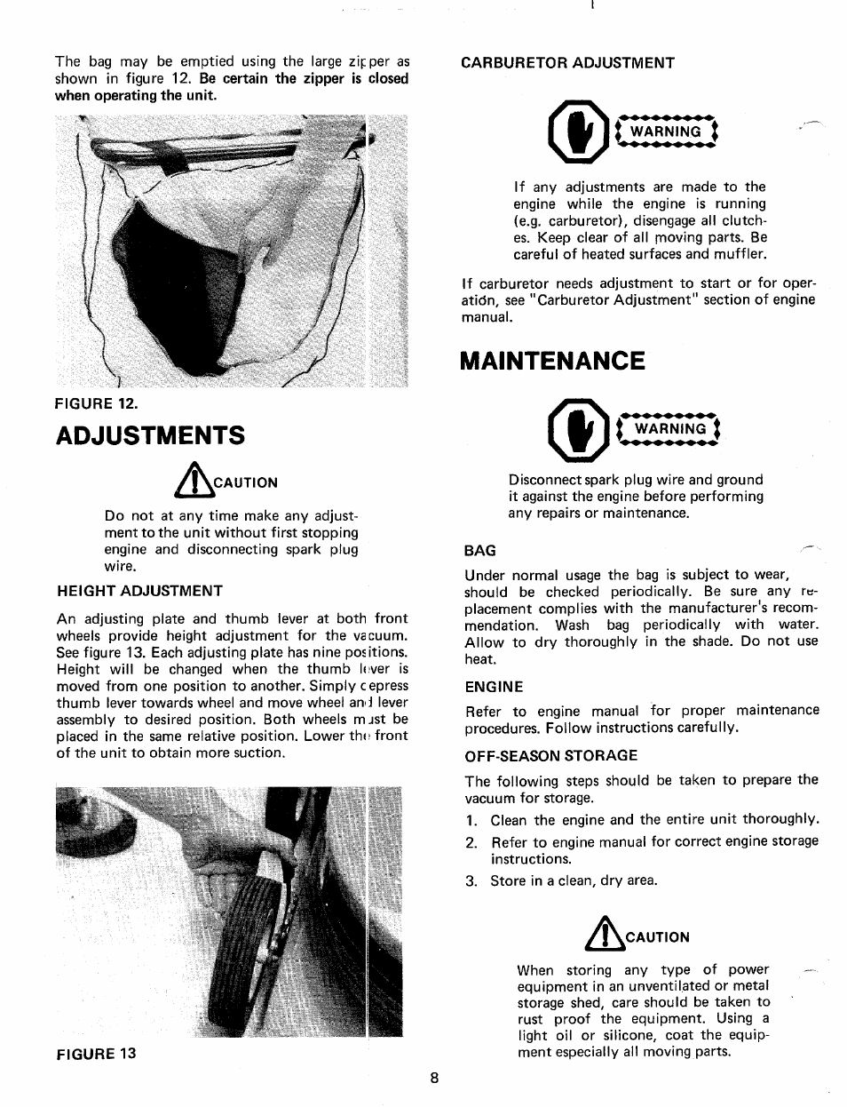 Adjustments, Maintenance, Adjustments a | MTD 24665L User Manual | Page 8 / 12