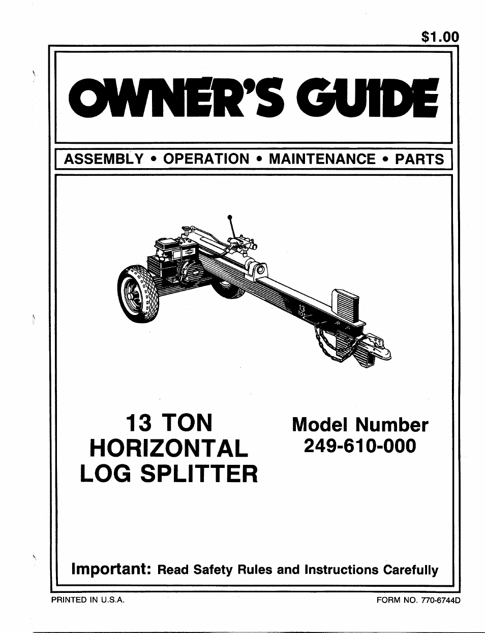 MTD 249-610-000 User Manual | 16 pages