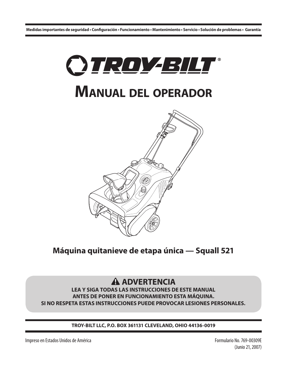 Anual, Operador | MTD Squall 521 User Manual | Page 17 / 32