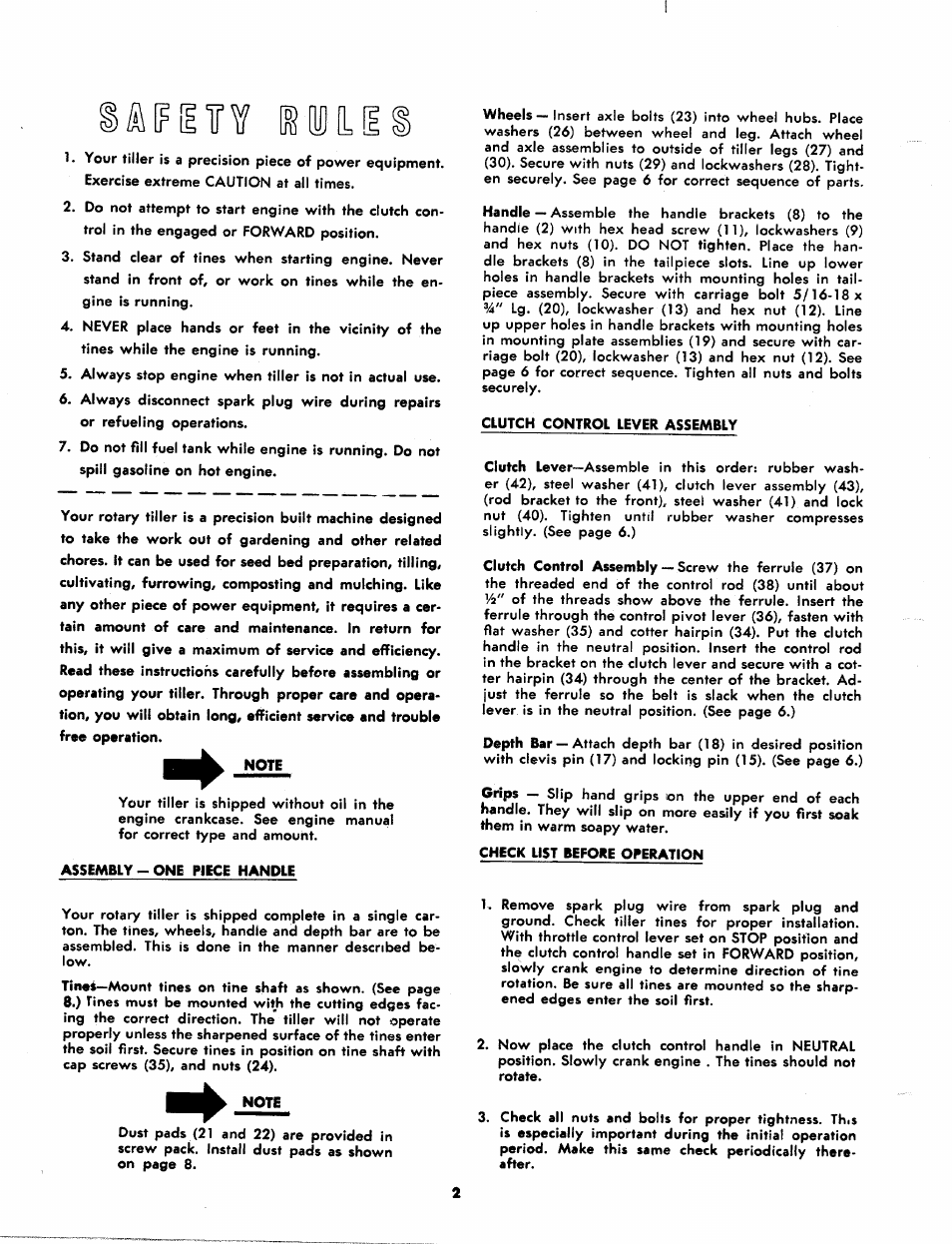 Note | MTD 216-100A User Manual | Page 2 / 12