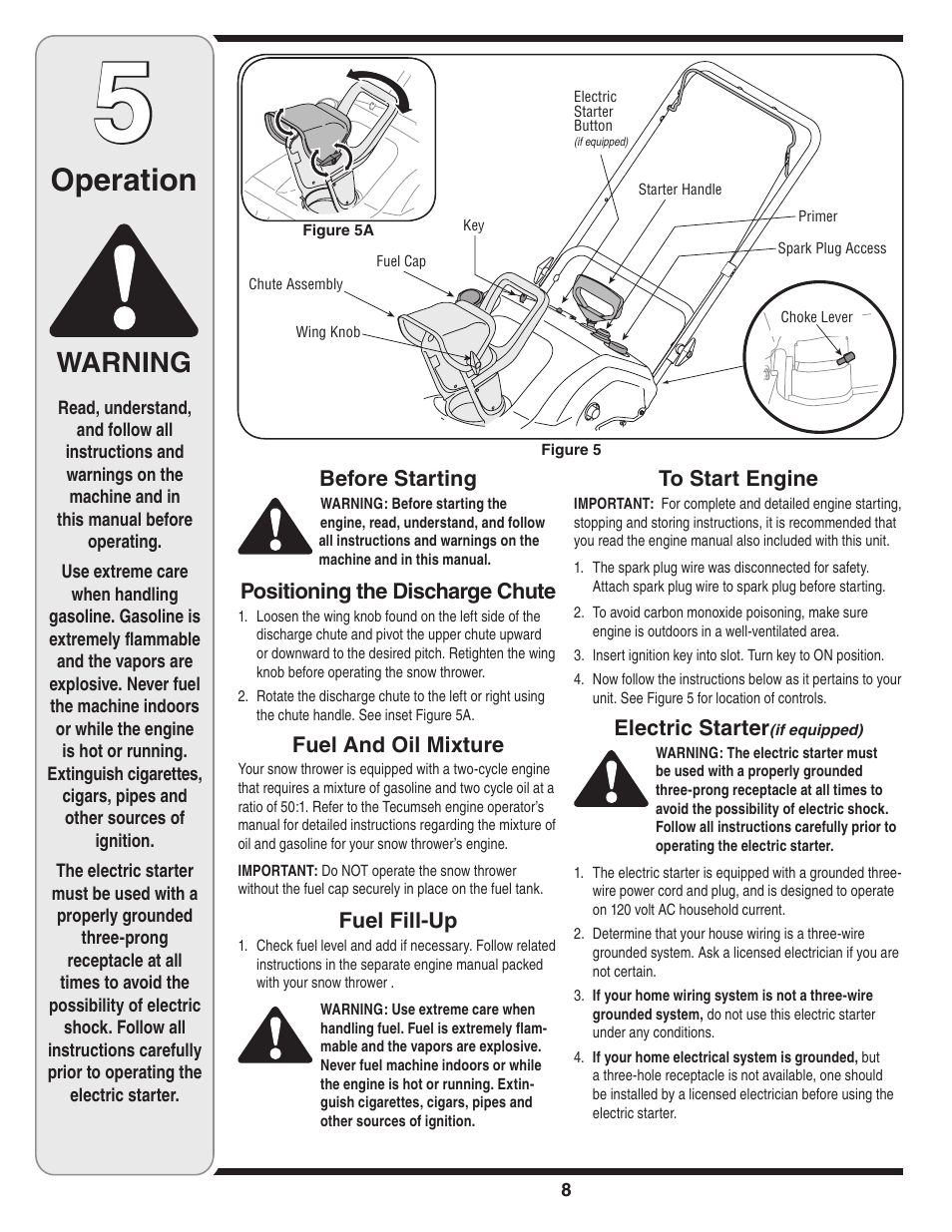 Operation, Warning | MTD 230EN User Manual | Page 8 / 20