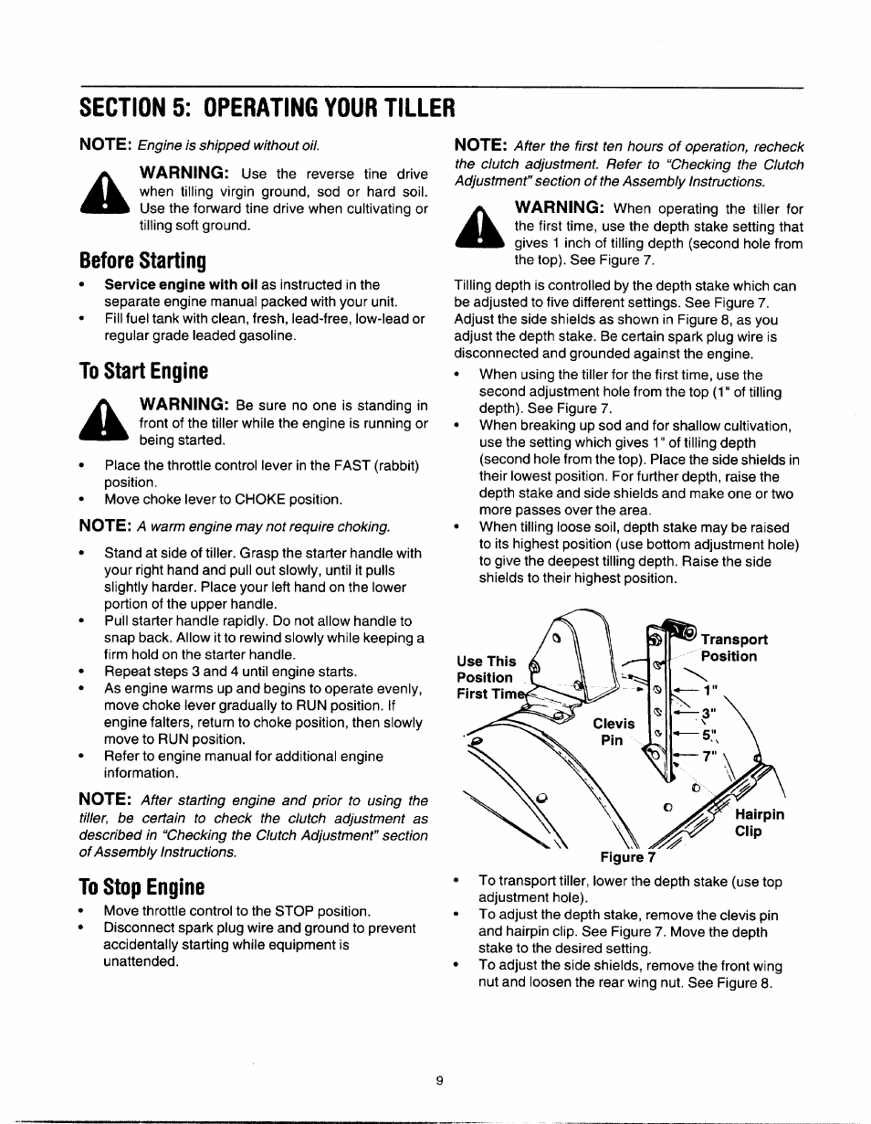 Before starting, To stop engine | MTD 21A-450 Series User Manual | Page 9 / 20